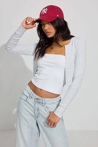 Madmext Gri Uzun Kollu Düğmeli Kaşkorse Crop Hırka Mg2193 Gri
