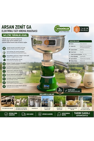 Arsan Zenit Ga Elektrikli Süt Krema Makinası 140 Litre Yoğunluk Ayarlı