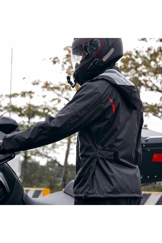 Yyk Sj18 Yağmurluk Takım Alt Üst Siyah Motorcu Yağmurluğu