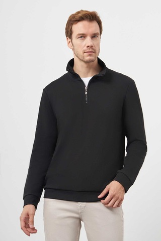 Morven Erkek Siyah Fermuarlı Bato Yaka Sweat-shirt 25ks063001001 Siyah Siyah