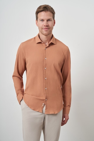 Morven Erkek Tarçın Gofre Trend Desenli Dynamic Fit İtalyan Yaka Gömlek 25ms004023850 Tarçın Tarçın