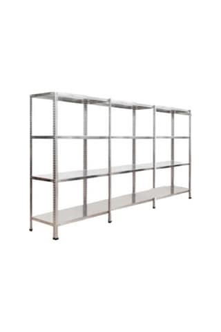 Çelikrafburada 4 Katlı 3 Lü Bitişik Çelik Galvaniz Arşiv Rafı Depo Rafı Kiler Rafı 43x93x150 Dx51 Kalite Gümüş