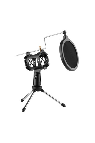 Novahub Mini Mikrofon Tripod & Pop Filtreli Set, 3.5mm Jaklı, Şok Montajlı Video Mikrofon