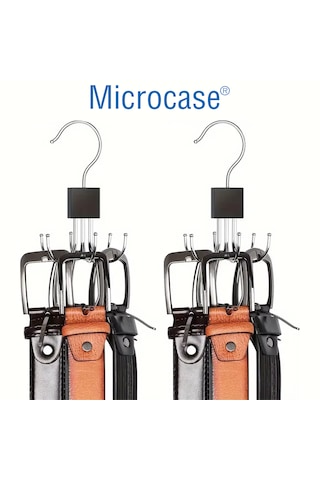 Microcase 360 Döner Kancalı Çok Amaçlı Katlanabilir Dolap İçi Askı Kravat Kemer Şal Çanta Organizeri 3 Adet Al5371 Gümüş