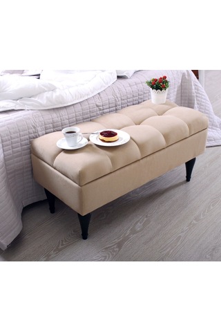 Lorencehome Balloon Sandıklı Puf - Krem