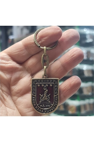 Kara Kuvvetleri Metal Anahtarlık - Eskitme Model Gri - Gümüş