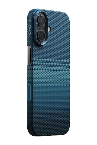 Apple Uyumlu iPhone 17 Kılıf M-safe Şarjlı Aramid Fiber Pitaka Tactile Woven Sunset-moonrise Serisi Mavi Mavi
