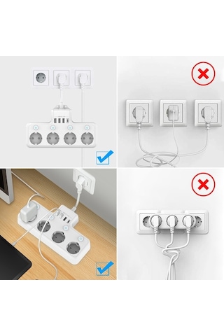 Ganzhoushop X X Usb, Type-c Termal Priz Korumalı İn Cbtx Beyaz Akım 8 4'lü 4000w 3 1 1 Fg Yok