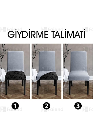 Faiend Yıkanabilir Likralı Esnek Lastikli Sandalye Kılıf Örtü Gri