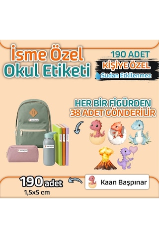 Kapbirhediye Okul Etiketi Isme Özel Kalem Defter Etiketi Dinazorlar 2 Temalı 190 Adet Çok Renkli