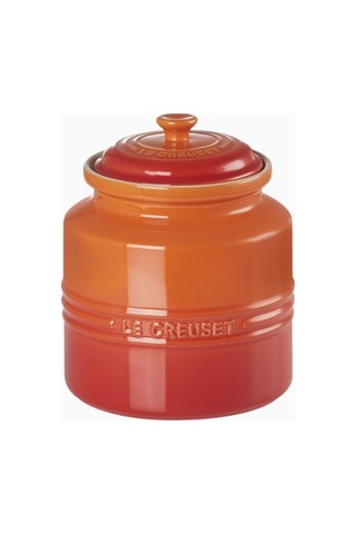 Le Creuset Lüks Tasarım Kapaklı Büyük Seramik Kurabiye Kutusu Saklama Kapları Turuncu