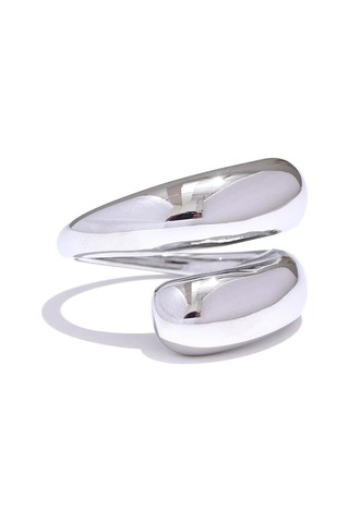 Gümüş Eetit Chic Benzersiz Paslanmaz Çelik Sıradışı Yüzük Suya Dayanıklı 18k Pvd Kaplama Basit Şık Metal Moda Takı Bijoux Hediye Gümüş