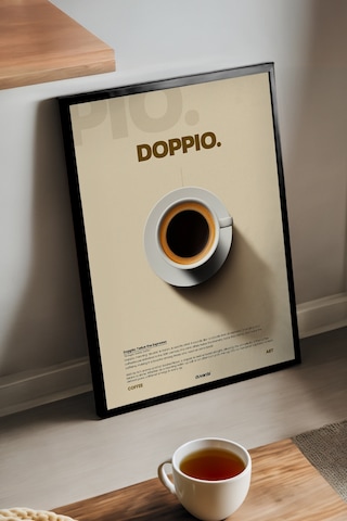 Doppio Kahve Siyah Ahşap Çerçeveli Poster, Dekoratif Duvar Tablosu