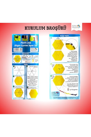 Uçurtma Yapım Seti / Naylon Altıgen / Plastik Çıtalı / Kırmızı