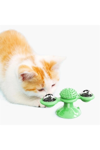 Biishe Pet Malzemeleri Vantuzlu Fırıldak Toplu Dönen Şeffaf Depo Tasarım İnteraktif Kedi Oyuncağı