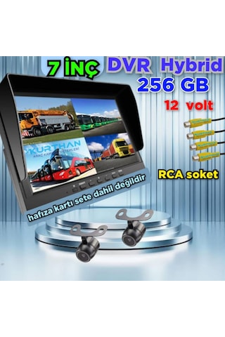 2 Adet Kelebek Kamera Ve 7 İnç Dvr Monitör 12 Volt 256 Gb