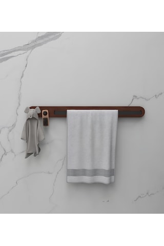lyla concept Masif Detaylı Metal Havluluk Minimalist Duvar Askısı, Ceviz Masif Siyah