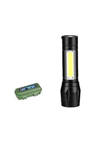 Taktikal Led Mini Boy El Feneri, Polis Bekçi Feneri, Usb Şarjlı, Zoomlu Plastik Kutulu El Feneri