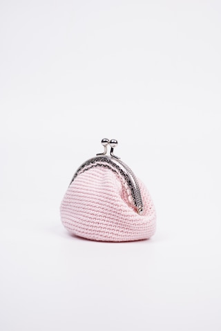 Fabric Craft Bag Bozuk Para Cüzdanı Merserize Pamuk Klipsli Örgü Pudra Pembesi