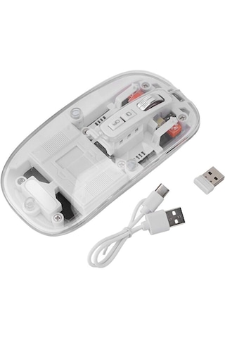 Kablosuz Mouse Type-c Şarjlı 2.4ghz Bağlantı Ultra Sessiz Tıklama - Rgb Şeffaf Mouse Diğer