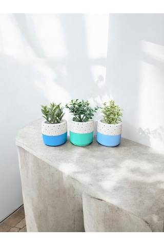 Renkli Saksı Seti Sukulent Kaktüs Dekoratif Eşya- Ev Dekorasyon - Saksı Seti 6