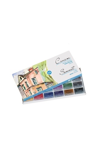 Sonnet Sulu Boya 24 Renk Seti - Kırmızı - İlkokul Çok Renkli