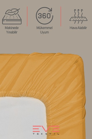 Eve Tekstil Fitted Yüksek Kaliteli Penye Kumaş Tek Kişilik Lastikli Çarşaf Turuncu
