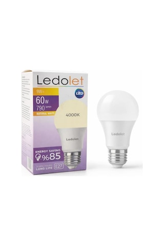 Ledolet 9w 60w Led Ampul E27 4000k Gün Işığı Yüksek Enerji Tasarruflu Lamba