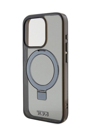 Apple Uyumlu iPhone 15 Pro Kılıf Tumı Lisanslı Magsafe Özellikli Pc Tpu Metal Logolu Ring Standlı