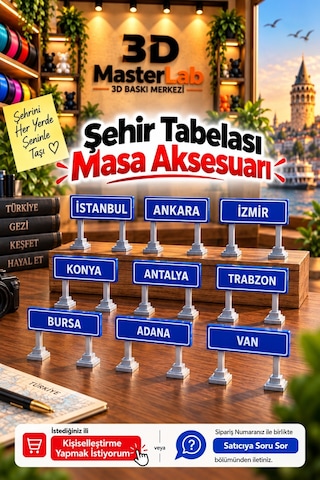 Minyatür Şehir Tabelası Dekorarif Masa Aksesuarı