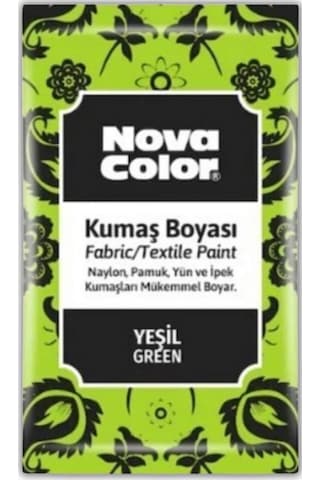 Yeşil Kumaş Boyası Toz 12 Gr 1 Adet Nova Color Toz Kumaş Boyası Yeşil Kot Pantalon Gömlek Tişört Tekstil Kumaş Boyası 1 Adet Yeşil