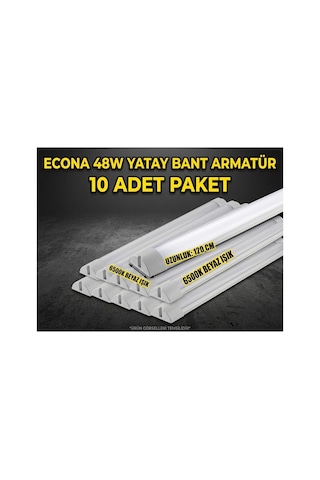 10 Adet -48w 120cm Led Lineer Bant Armatür Beyaz Işık Otopark Mağaza Ofis Aydınlatma Flöresan,yatay Bant Armatür 6500k Beyaz Işık Sıva Üstü Tavan Aydınlatması