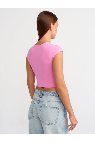 Dilvin Pamuk Ve Modal Karışımlı Crop Top-pembe Pembe