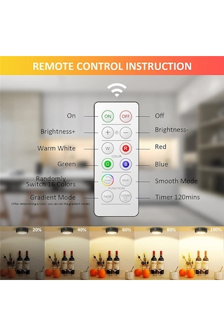 Xurunkeji Uzaktan Kumandalı Puck Işıkları, 16 Renk Rgb Led Dolap Altı Işıkları Kablosuz, Pil İle Çalışan Puck Işıkları Dolap, Yatak Odası İçin Siyah