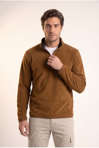 Jsco Erkek Kahve 6240 Basic Dik Yaka Polar Sweatshirt Kahverengi