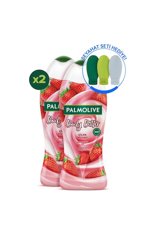 Palmolive Body Butter Çilek Rüyası Banyo ve Duş Jeli 500 ml x 2 Adet + Seyahat Kiti Hediye