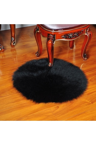 Tongxida Yumuşak Yuvarlak Gri Halı - 60 Cm Saçaklı Paspas - Oturma Odası/yatak Odası Dekorasyonu