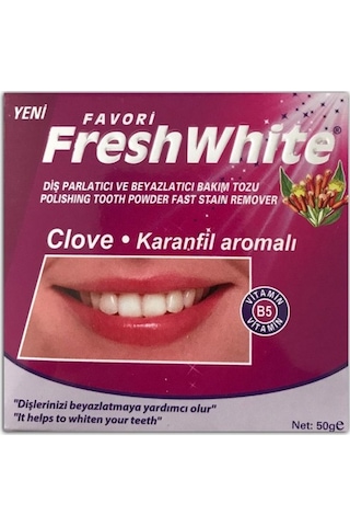 Favori Fresh White Karanfil Aromalı Parlatıcı ve Beyazlatıcı Diş Bakım Tozu 50 G