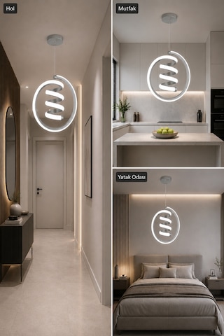 AvizeGO Venor Led Sarkıt Avize Beyaz Işık Gri