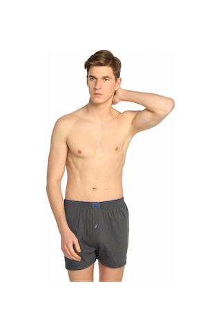 Hepsine Rakip Tutku Erkek Penye Düğmeli Boxer 6'lı Paket Pamuklu Rahat Kesim 0117 Füme