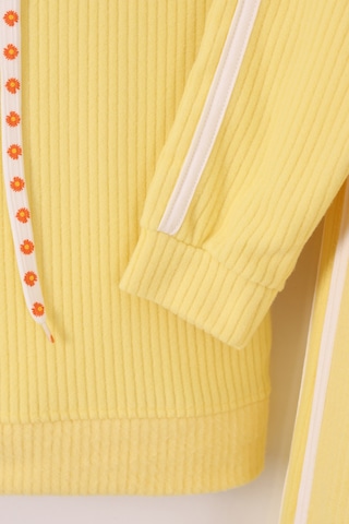 Monox Kız Çocuk Çiçek Baskılı İpli Şeritli Pantolon Fitilli Polar Takım Sarı