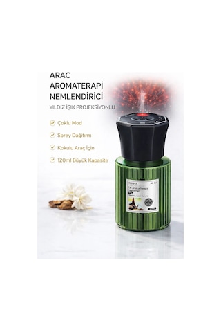 Auhma Af-07 Şarjlı Araç İçi Nemlendirici & Aromaterapi Difüzörü - Yıldız Projeksiyonlu, 120ml