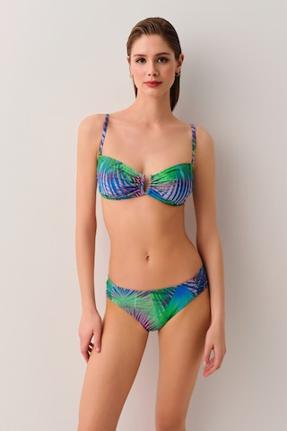 Suwen Palm Yanı Pileli Bikini Alt Sb25560372372 Palmiye Desenli