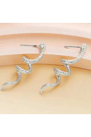 Kadınlar İçin Yılan Şeklinde Vintage Alaşımlı Küpeler, Şık Ve Abartılı Hayvan Küpeleri, Altın