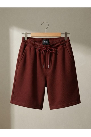 Maccali Erkek Bordo Waffle Dokulu Bermuda Şort