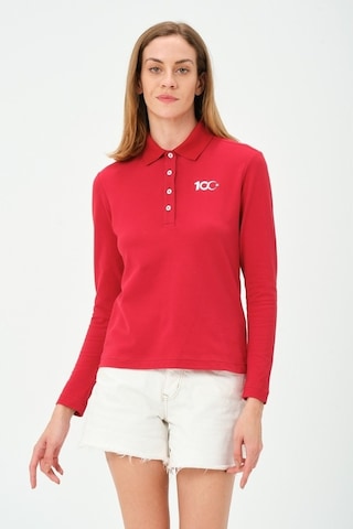 Msw Kadın Uzun Kollu Türkiye Cumhuriyeti 100.yıl Özel Polo Yaka T-shirt Kirmizi