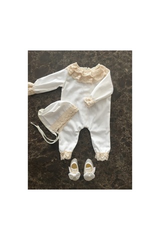 Hayy Baby Kıds Wear Kız Bebek Krem Dantelli Hastane Çıkışı