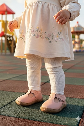 Kiko Kids Lija %100 Deri Günlük Kız Bebek Babet Ayakkabı Pudra