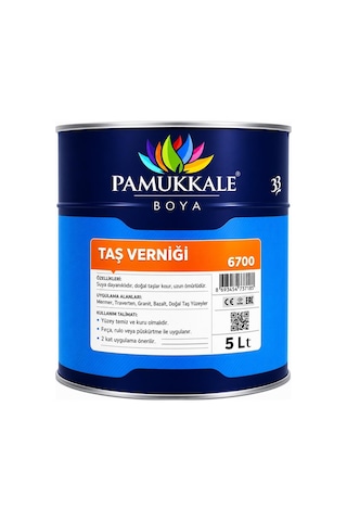 Pamukkale Doğal Taş Verniği Solvent Bazlı Şeffaf 5 Lt
