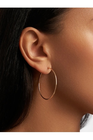 Mıx Jewelry 925 Ayar Gümüş, Altın Kaplama, 40 Mm Yuvarlak Halka Küp 123872549 Altın